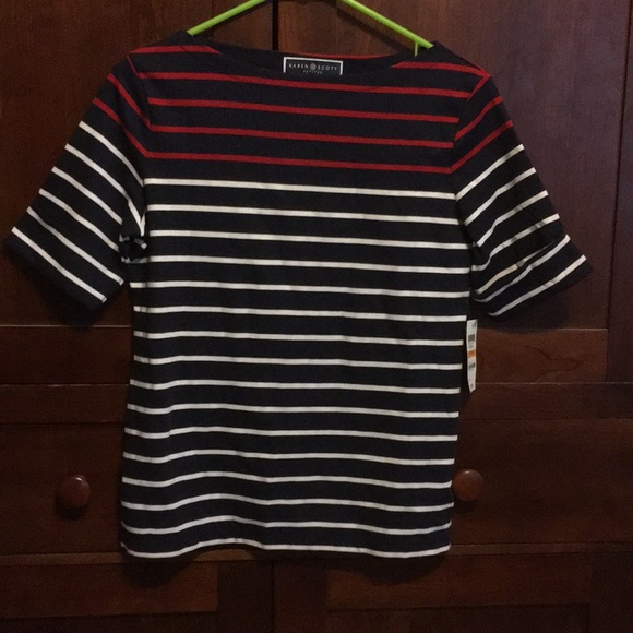 Karen Scott Tops - Intrepid Blue w/White & Red Stripes